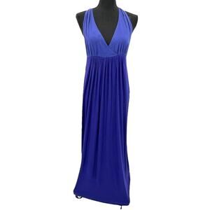 Y2K‎ Anthropologie Deletta Halter Deep V-Neck Babydoll  Maxi Purple Dress